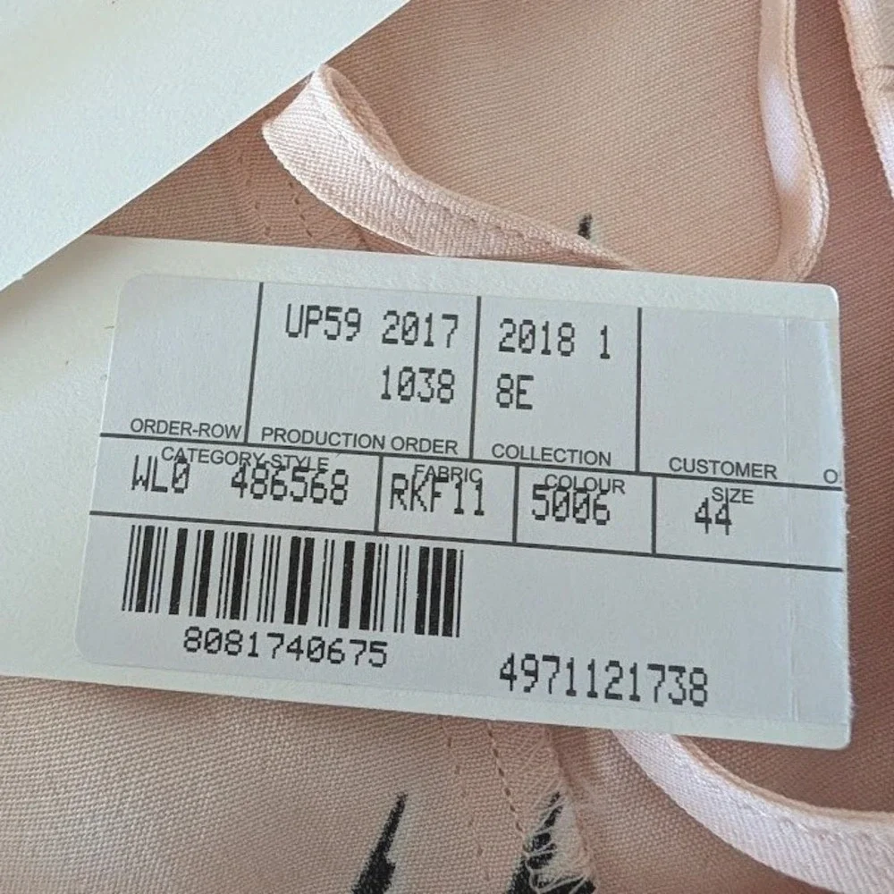 McQ Alexander McQueen Pink Swallow Bird Print Cold Shoulder Ruffle Top Size 44 - Picture 8 of 11